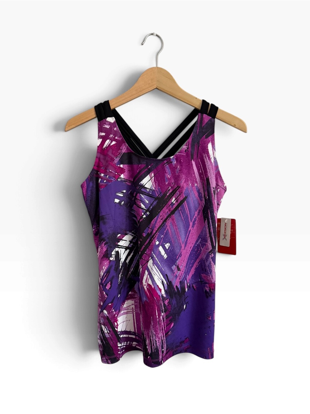 Xersion Purple & Pink Abstract Double-Strap Tank Medium